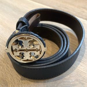 Tory Burch Navy Leather Belt